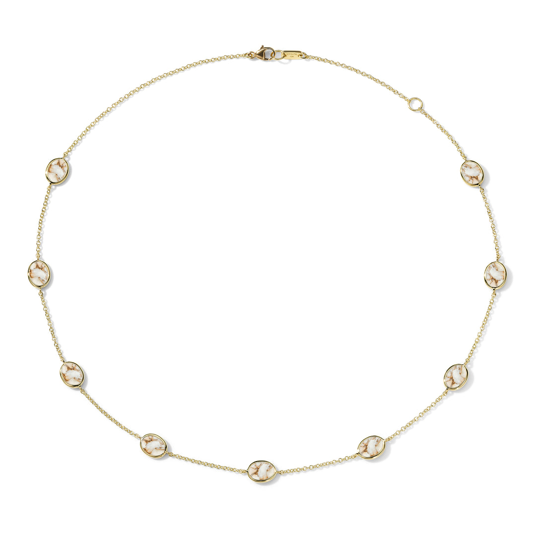 Bronze White Calcite 18K Gold Short Confetti Necklace - Flat Lay | IPPOLITA