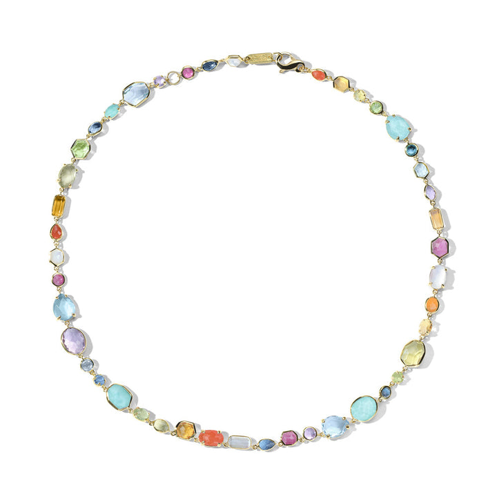 Summer Rain 18K Gold Sofia Necklace with Mixed Gemstones - Flat Lay | IPPOLITA