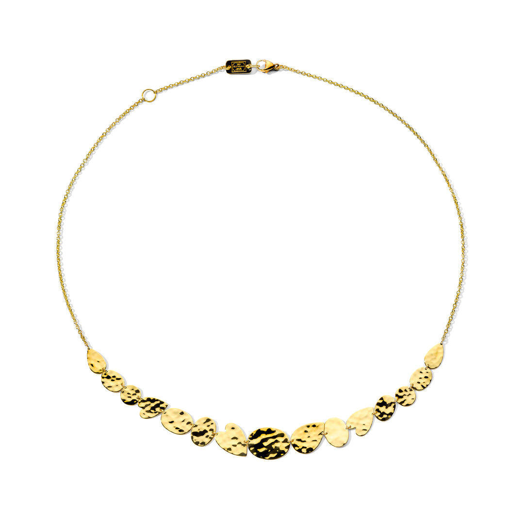 18K Gold Crinkled Multi-Shape Disc Linear Necklace - Front View | IPPOLITA
