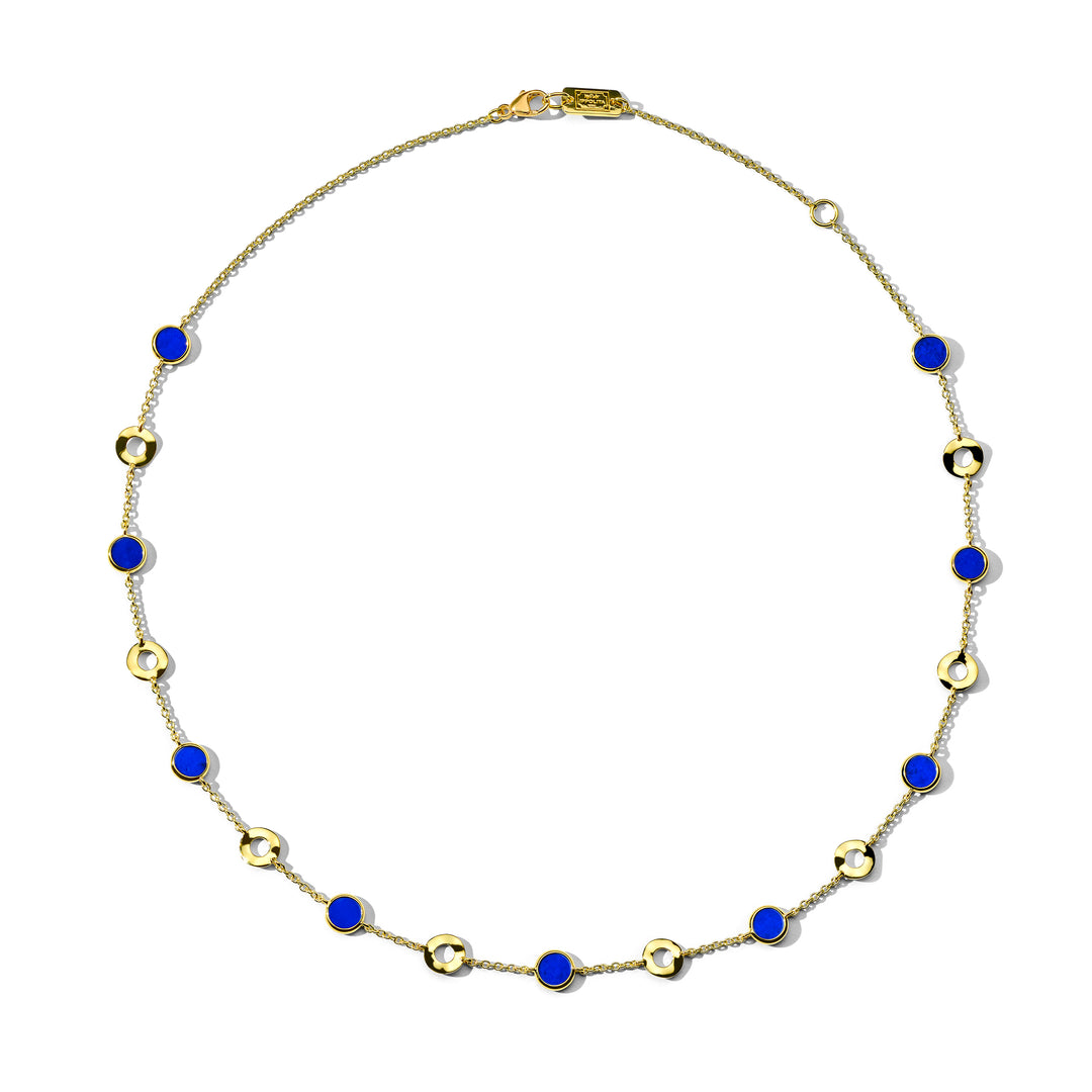 Wavy Disc and Stone Slice Necklace 16-18"