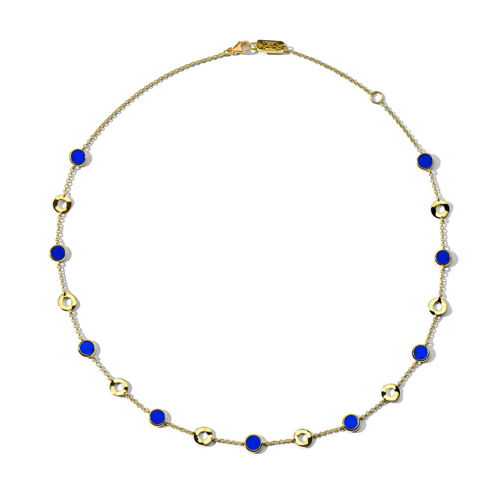 Wavy Disc and Stone Slice Necklace 16-18"