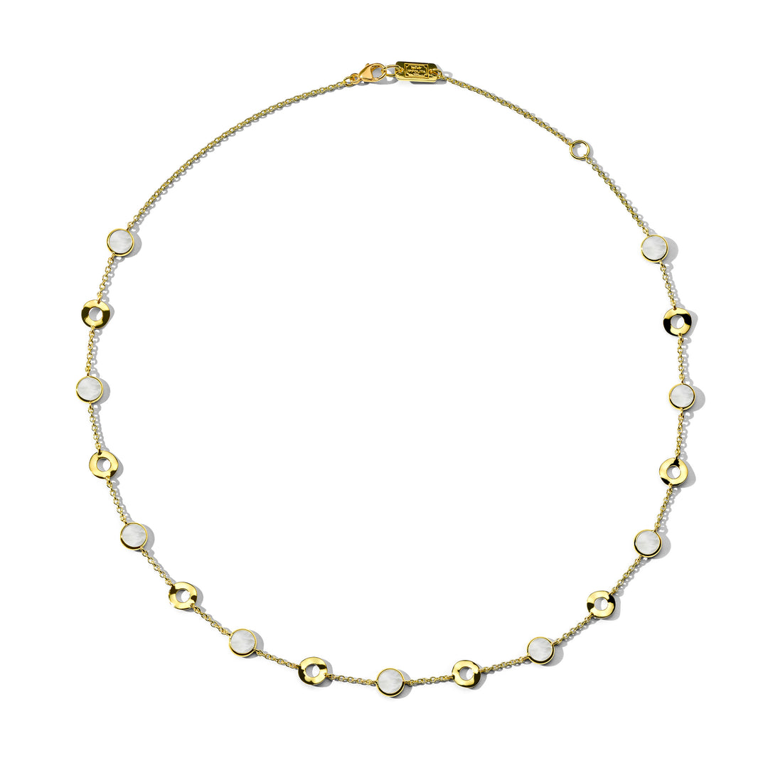 Wavy Disc and Stone Slice Necklace 16-18"