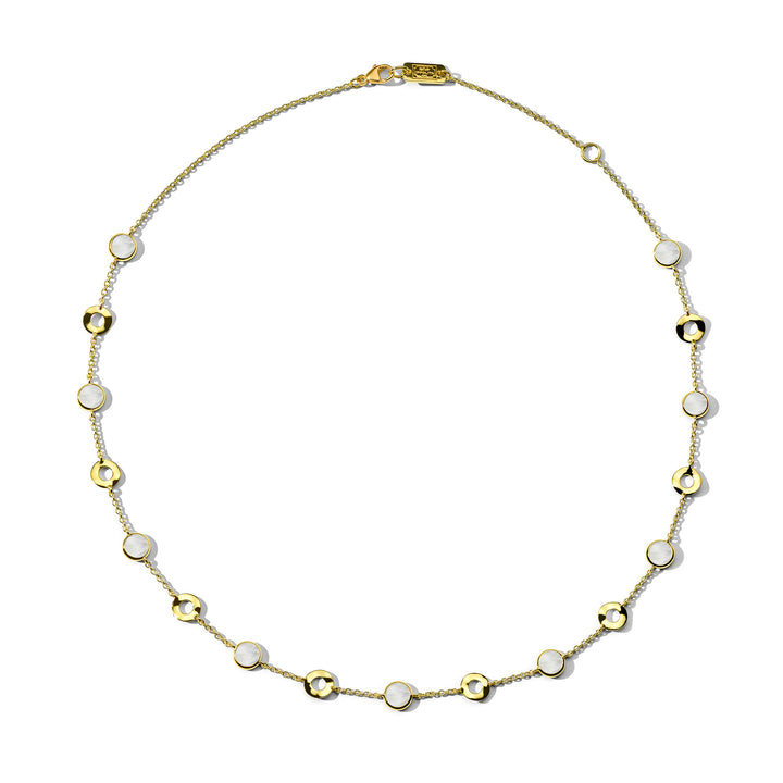 Wavy Disc and Stone Slice Necklace 16-18"
