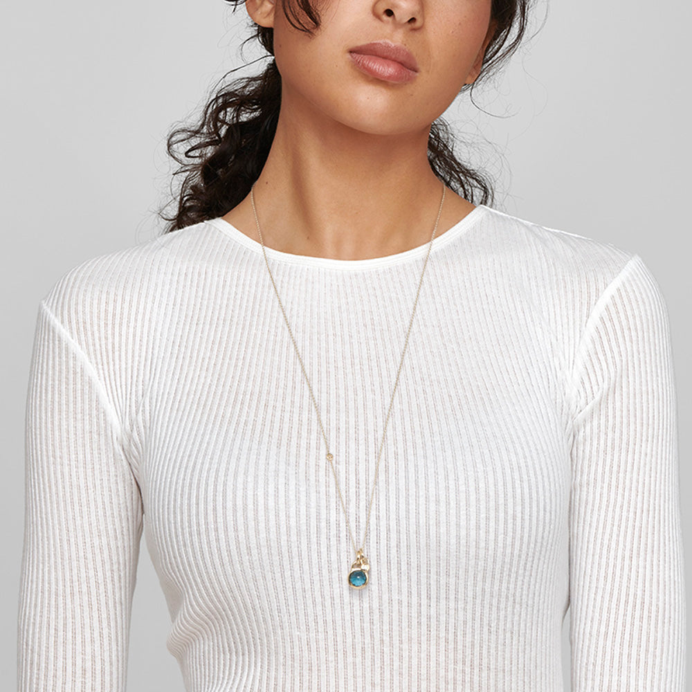 18K Lollipop® Round Pendant in London Blue Topaz with