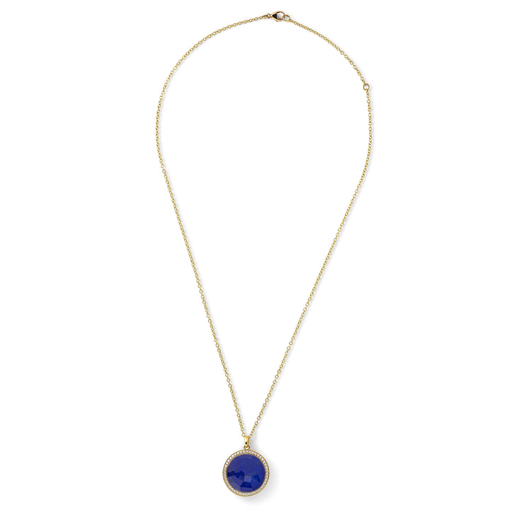 Lapis Lazuli & Diamond Lollipop Medium Pendant Necklace 18K Gold - Full Length View | IPPOLITA