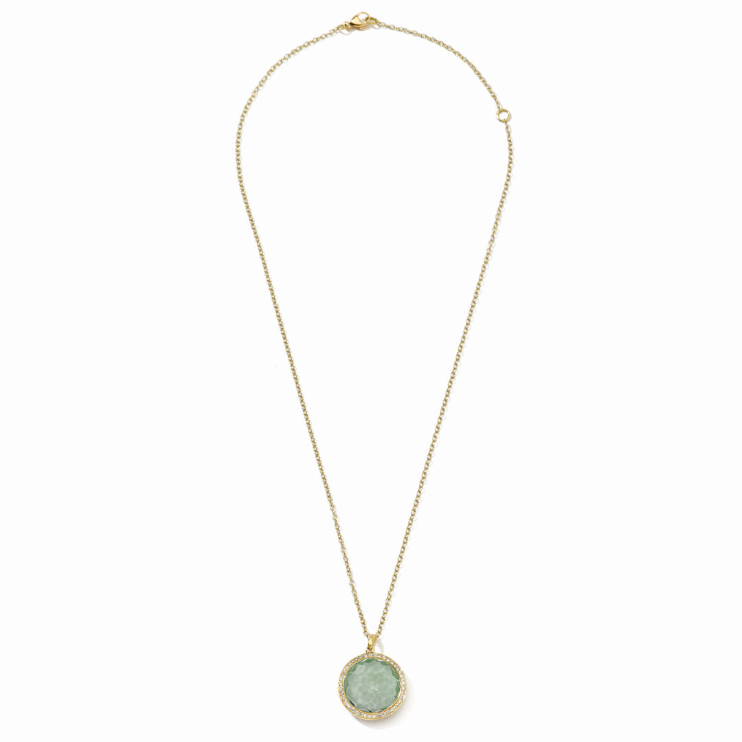 Dark Prasiolite 18K Gold Lollipop Medium Pendant Necklace, Full Chain Length - Front View | IPPOLITA