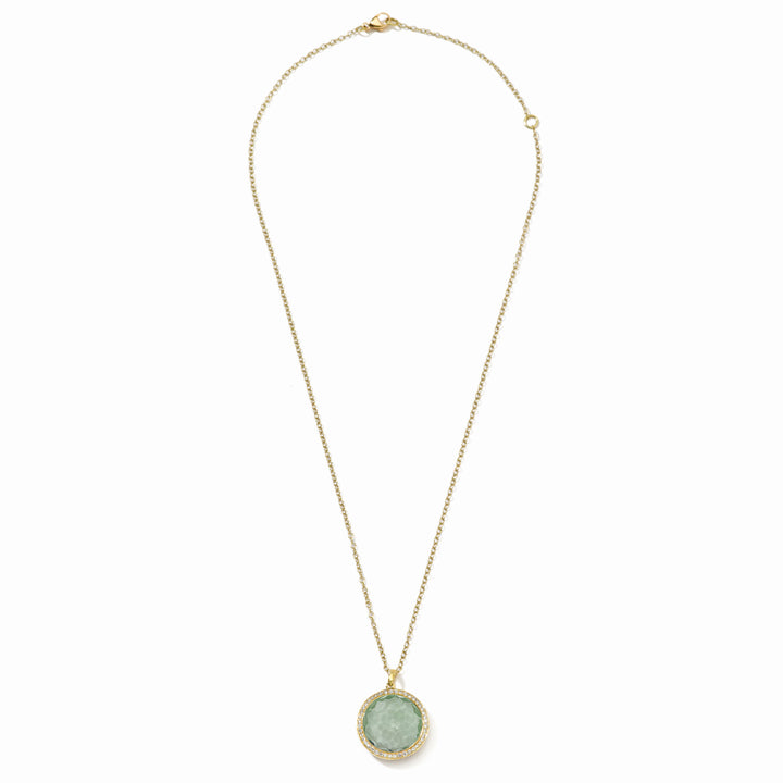 Dark Prasiolite 18K Gold Lollipop Medium Pendant Necklace, Full Chain Length - Front View | IPPOLITA