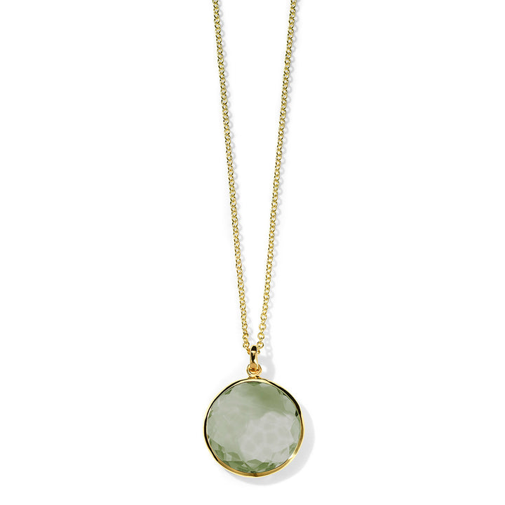 Dark Prasiolite 18K Gold Lollipop Medium Round Pendant Necklace - Front View | IPPOLITA