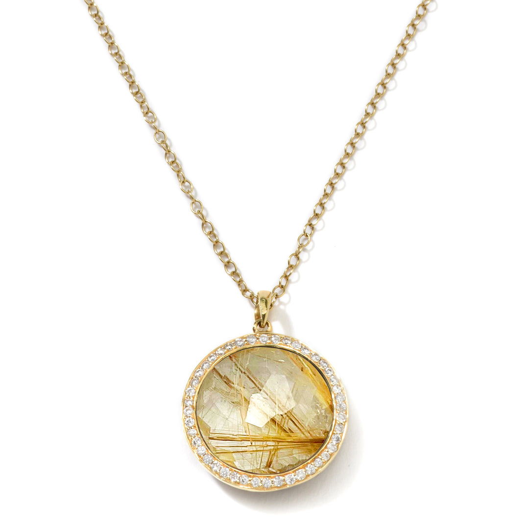 Golden Rutilated Quartz 18K Gold Lollipop Medium Pendant Necklace - Front View | IPPOLITA