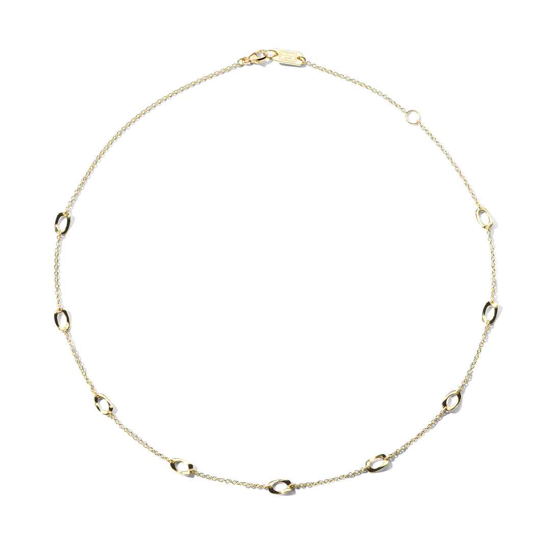 18K Gold Mini Cushion Open Frame 9-Station Classico Necklace - Full View | IPPOLITA