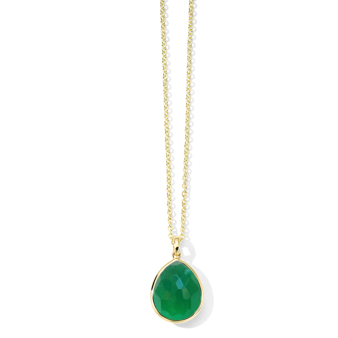 Green Agate 18K Gold Rock Candy Teardrop Pendant Necklace - Front View | IPPOLITA