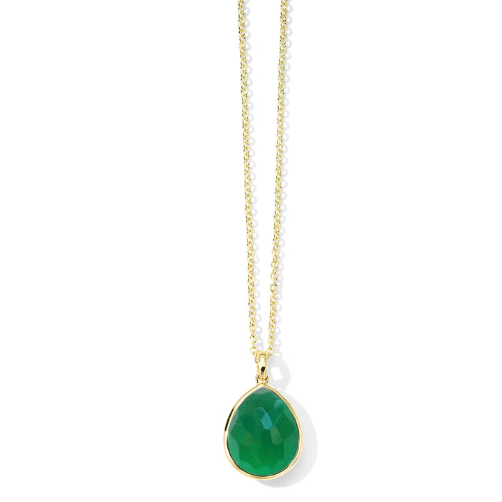 Green Agate 18K Gold Rock Candy Teardrop Pendant Necklace - Front View | IPPOLITA