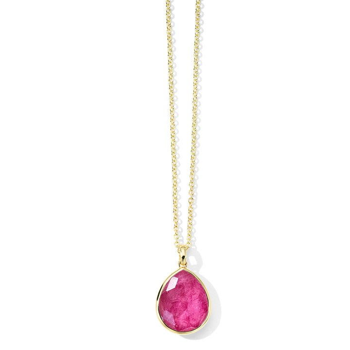 African Ruby Doublet 18K Gold Medium Teardrop Pendant Necklace - Front View | IPPOLITA