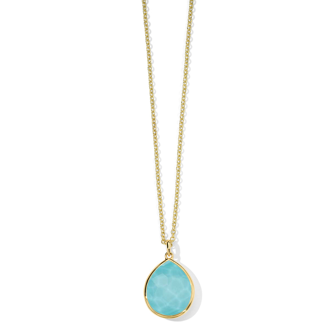Turquoise Doublet 18K Gold Rock Candy Teardrop Pendant Necklace - Front View | IPPOLITA