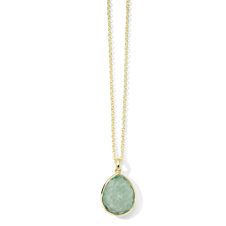 Dark Prasiolite 18K Gold Medium Teardrop Pendant Necklace - Front View | IPPOLITA