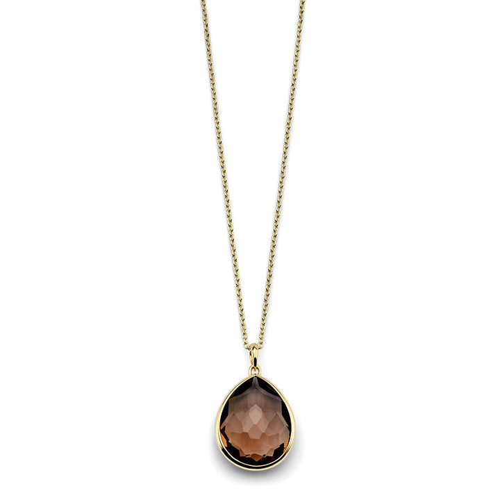 Smoky Quartz 18K Gold Teardrop Pendant Necklace - Front View | IPPOLITA