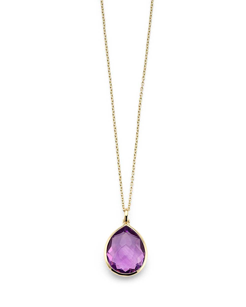 Dark Amethyst 18K Gold Teardrop Pendant Necklace - Front View | IPPOLITA