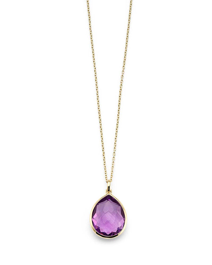 Dark Amethyst 18K Gold Teardrop Pendant Necklace - Front View | IPPOLITA