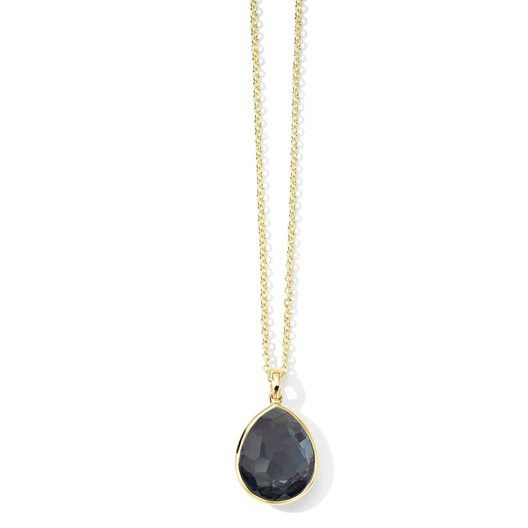 Hematite Triplet 18K Gold Teardrop Pendant Necklace - Front View | IPPOLITA