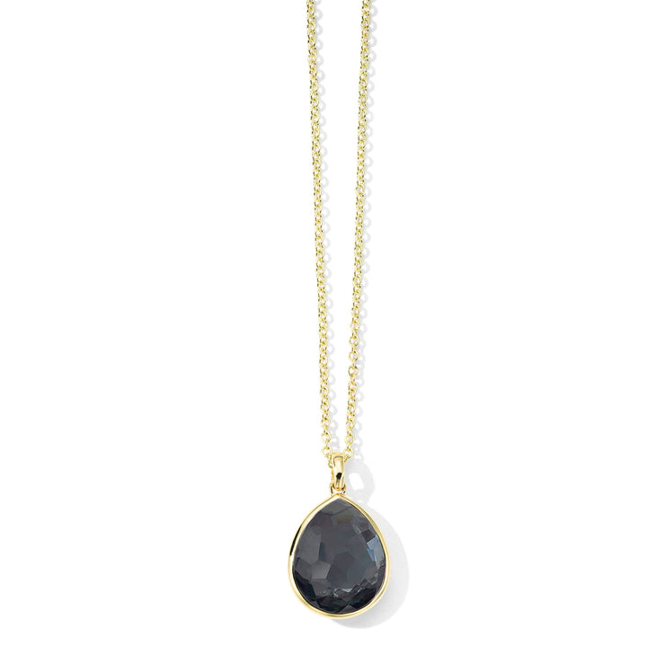 Hematite Triplet 18K Gold Teardrop Pendant Necklace - Front View | IPPOLITA