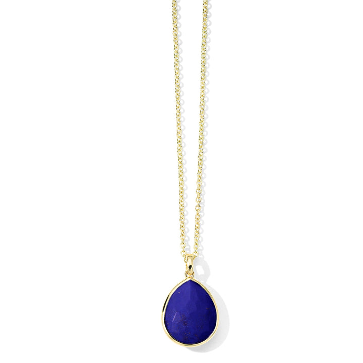 Lapis 18K Gold Medium Teardrop Pendant Necklace - Product View | IPPOLITA