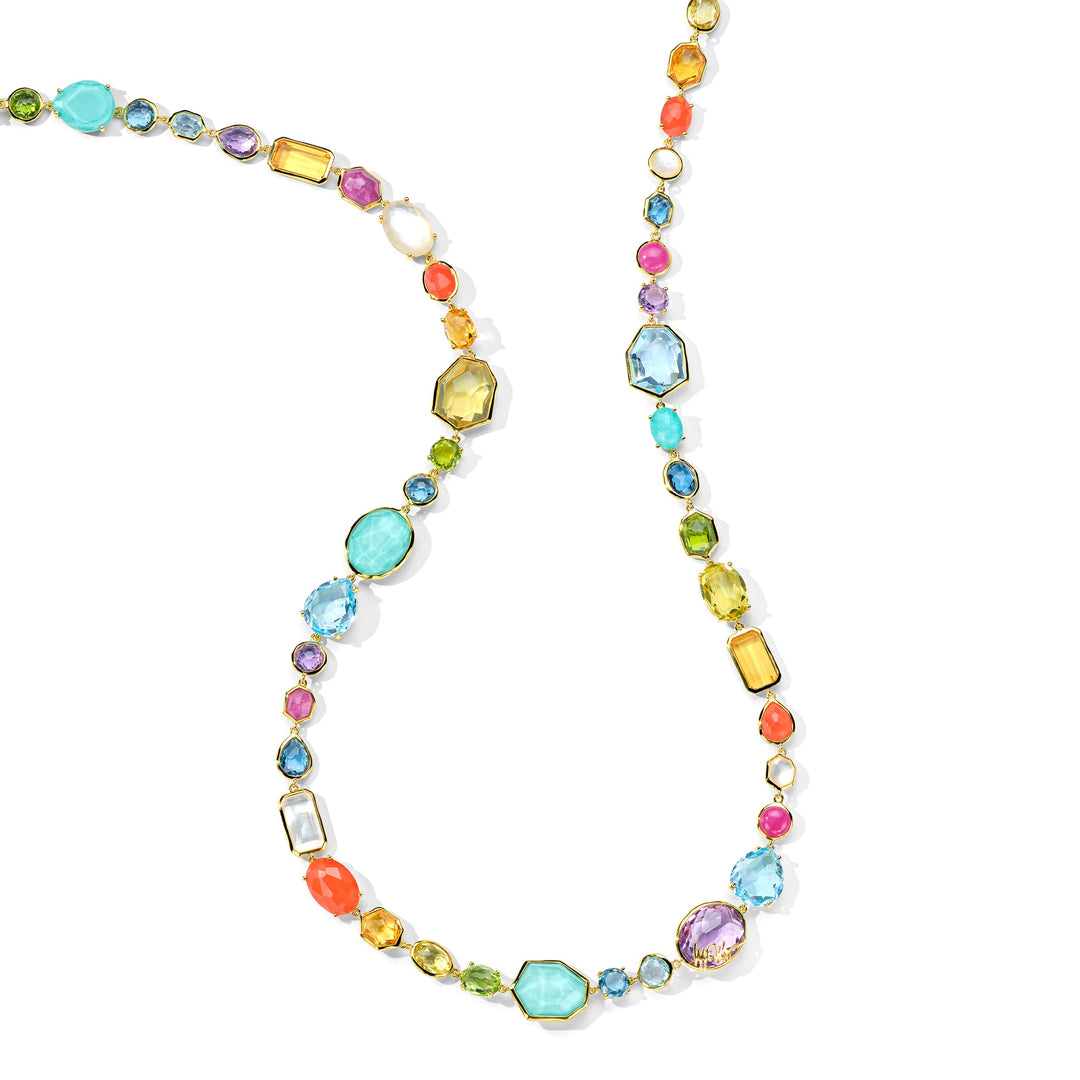 Multicolor 18K Gold Sofia Station Necklace SUMRAIN2 - Flat Lay | IPPOLITA