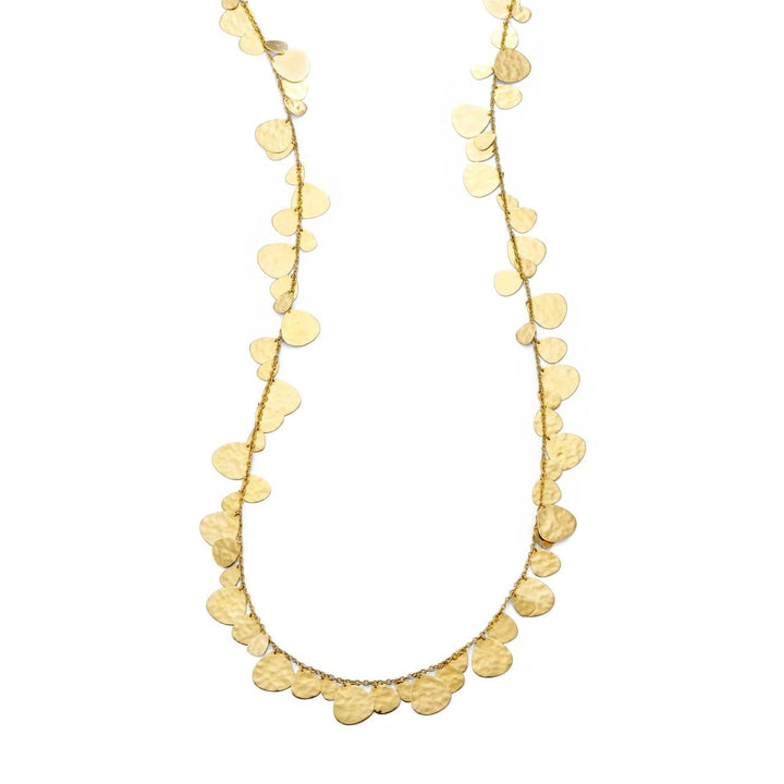 18K Yellow Gold Crinkle Hammered Nomad Necklace - Full Length Front View | IPPOLITA