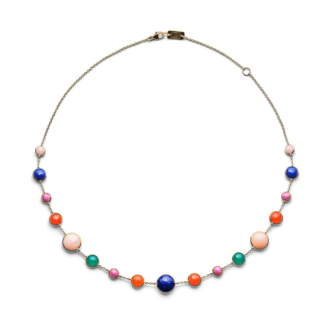 Multicolor Gemstone 18K Gold Lollitini Short Necklace, Festa - Front View | IPPOLITA