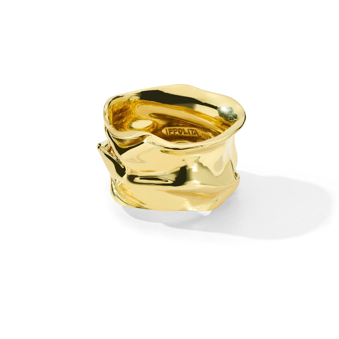 18K Gold Crush Ring - Angled View Showing Sculptural Texture | IPPOLITA