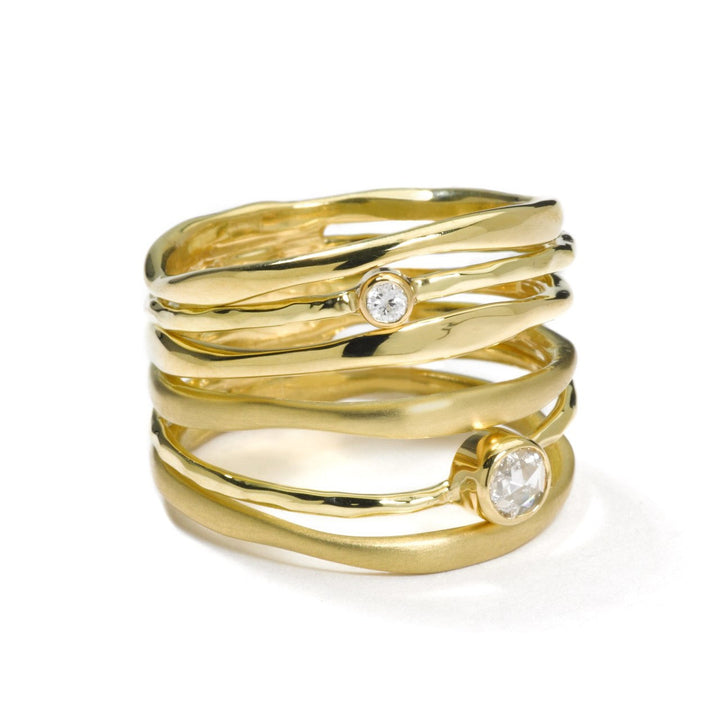 18K Gold Movie Star Ring with Diamonds - Top Sculptural View | IPPOLITA