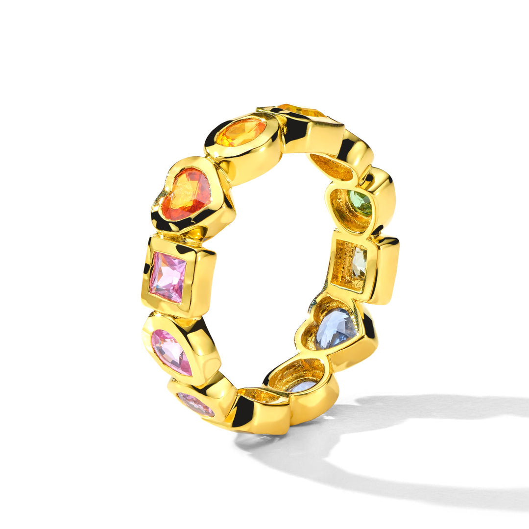 18K Gold Caramella Rainbow Eternity Band Ring - Side Angle | IPPOLITA