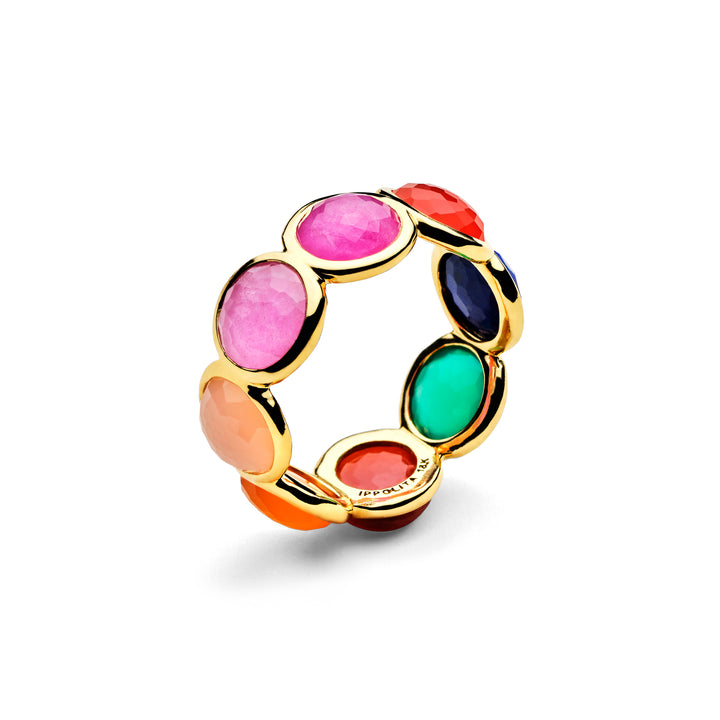 Multicolor Gemstone 18K Gold Lollipop Eternity Band Ring - Angled Detail | IPPOLITA