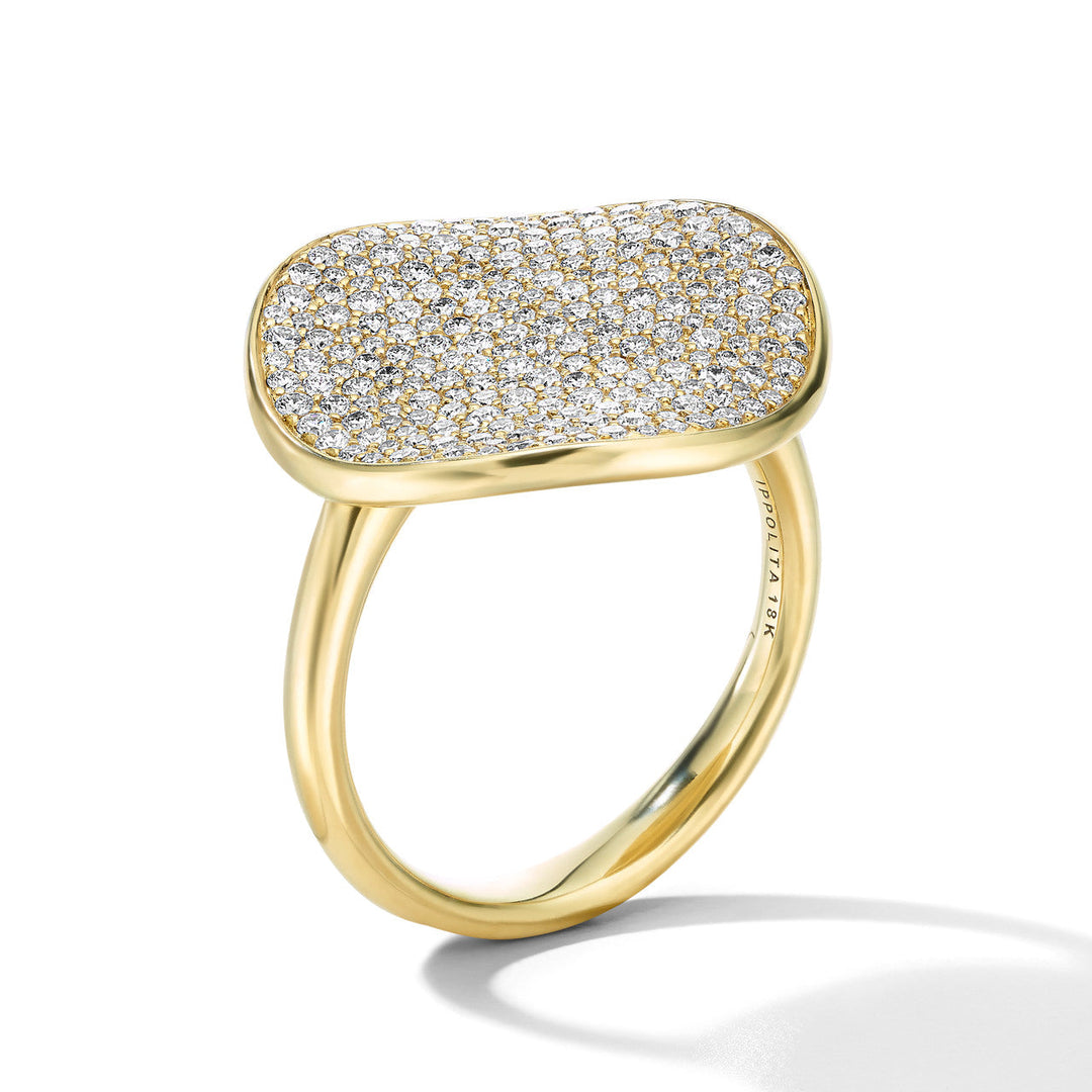 Yellow Gold Diamond Pavé Large Flower Ring - Side Angle | IPPOLITA