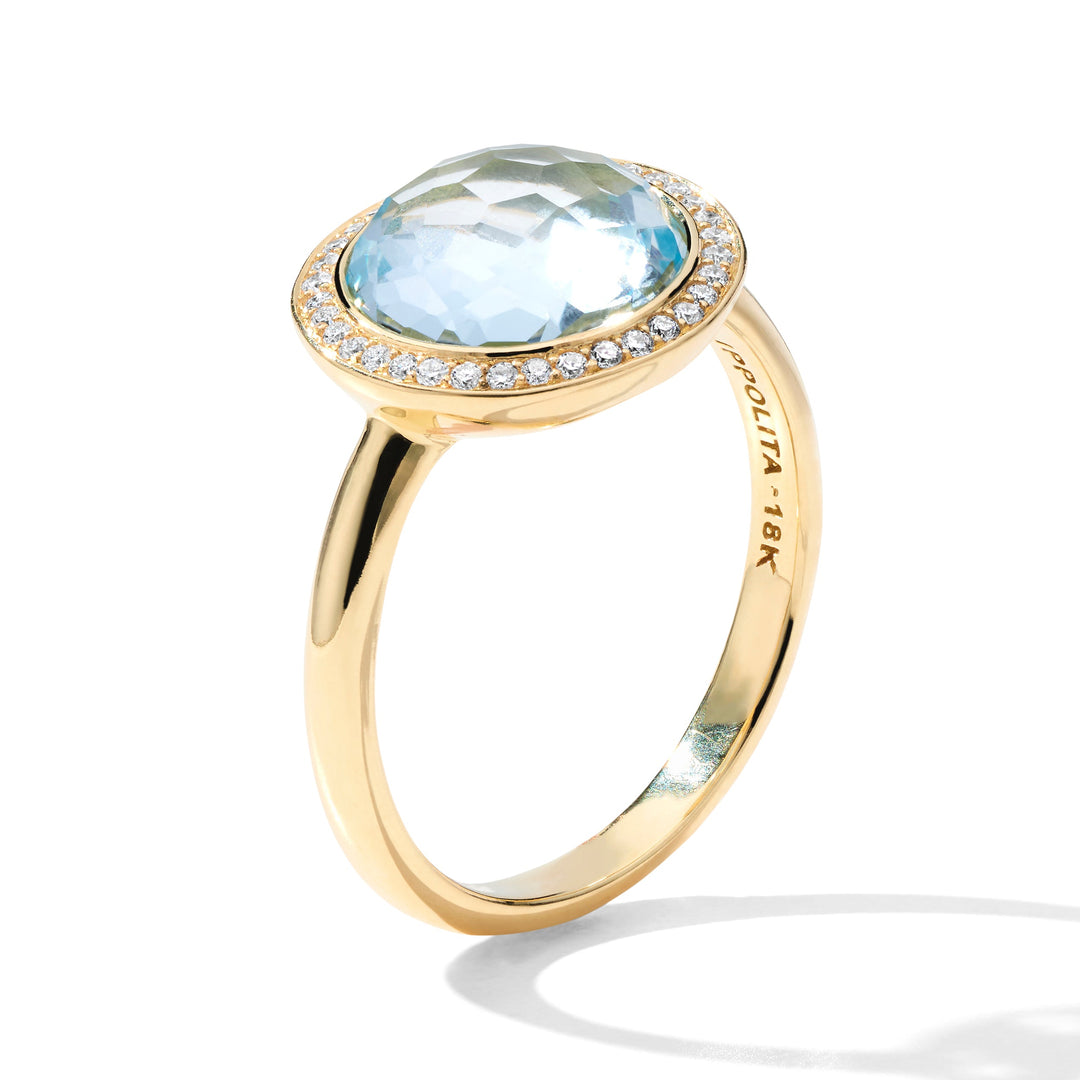 Blue Topaz 18K Gold Small Lollipop Ring - Side Angle | IPPOLITA