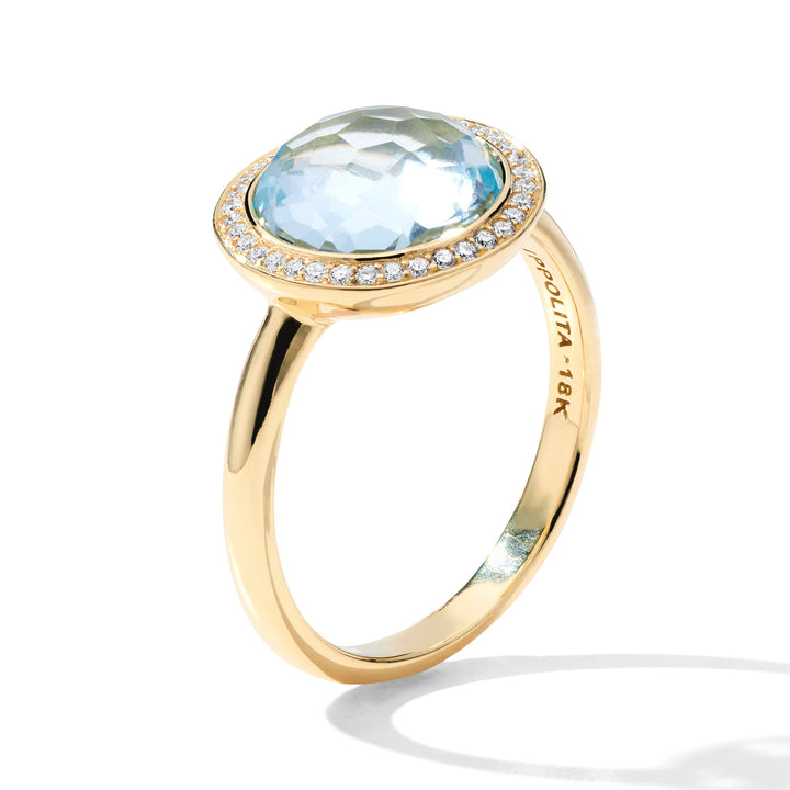Blue Topaz 18K Gold Small Lollipop Ring - Side Angle | IPPOLITA