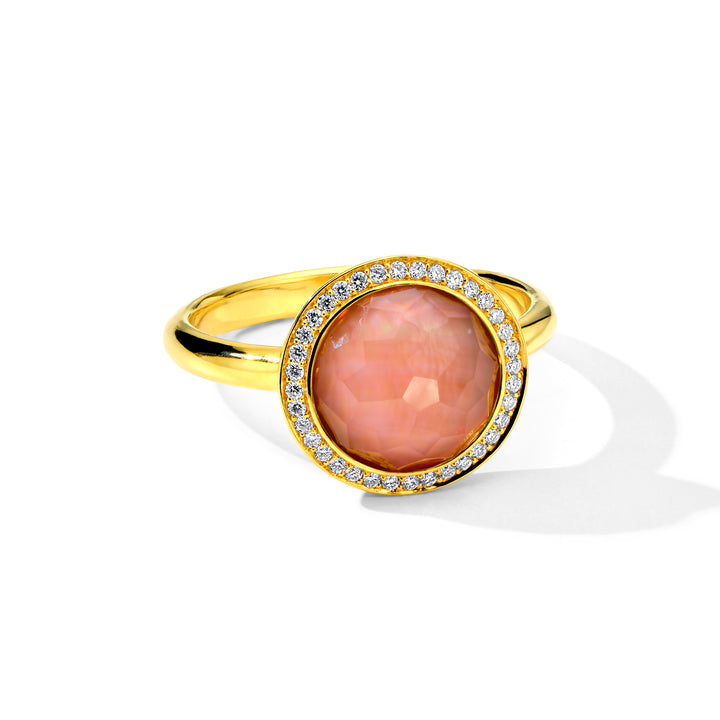 Pink 18K Gold Small Lollipop Ring with Diamond Halo - Top View | IPPOLITA