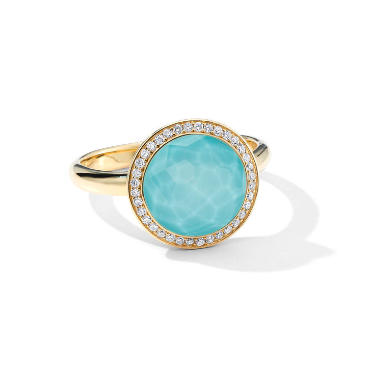 Turquoise Doublet & Diamond Mini Lollipop Ring in 18K Gold - Front View | IPPOLITA