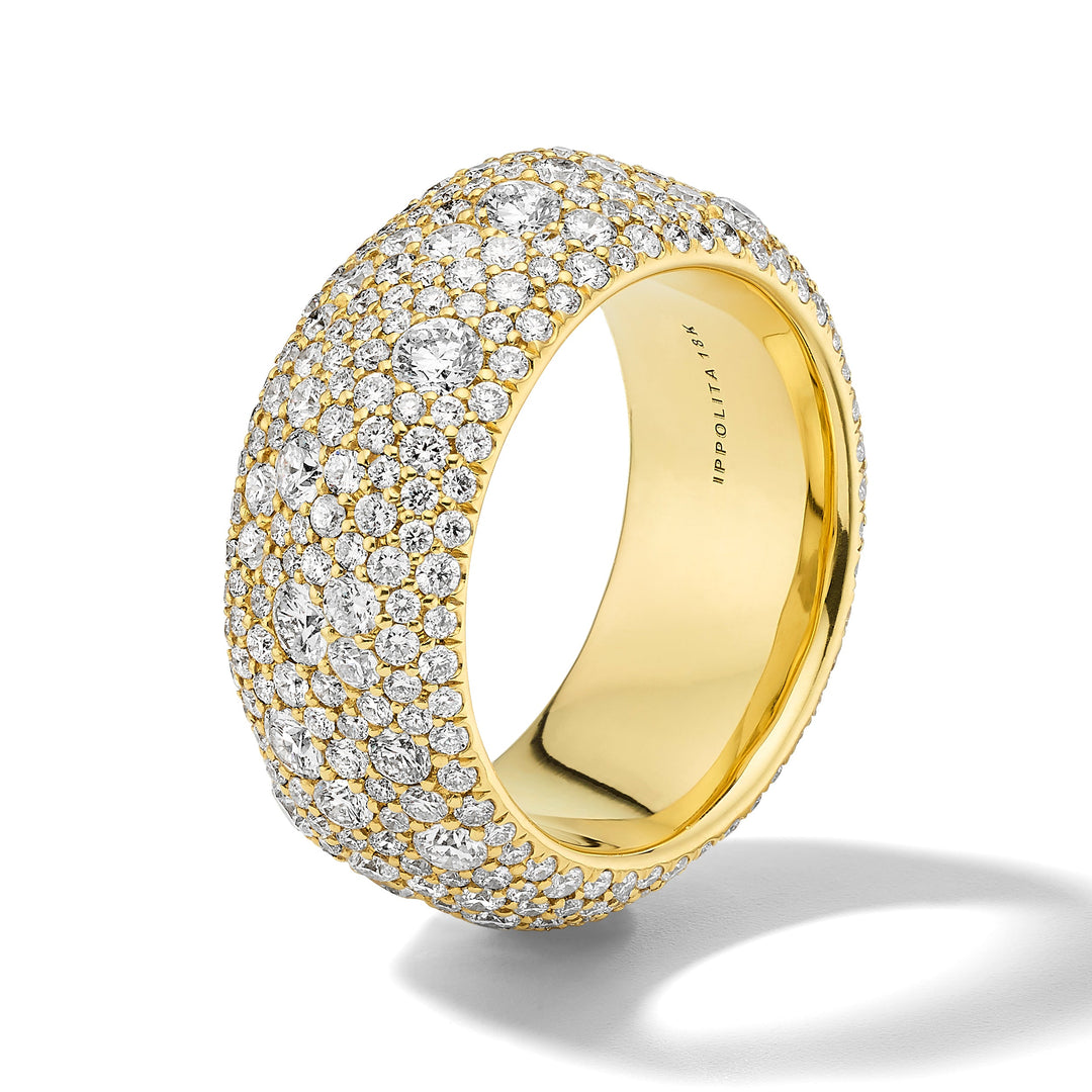 18K Gold Diamond Pavé Dune Ring - Side Profile | IPPOLITA