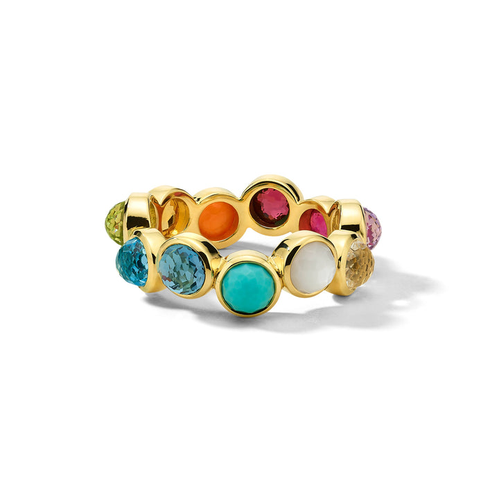 Rainbow Gemstone 18K Gold Bubble Ring - Front View | IPPOLITA
