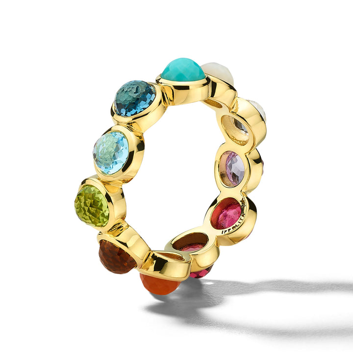 Rainbow Gemstone 18K Gold Bubble Ring - Side Profile | IPPOLITA