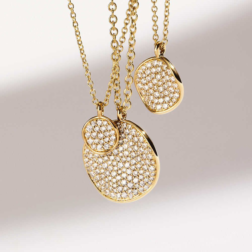 18K Gold Stardust Large Flower Pendant Necklace (1.06ctw) 16-18