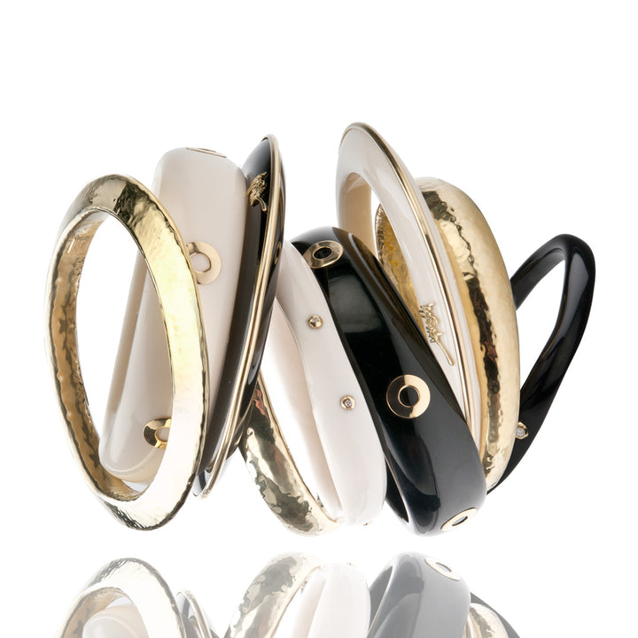5 Diamond Resin Bangle in Ivory (0.04ctw)