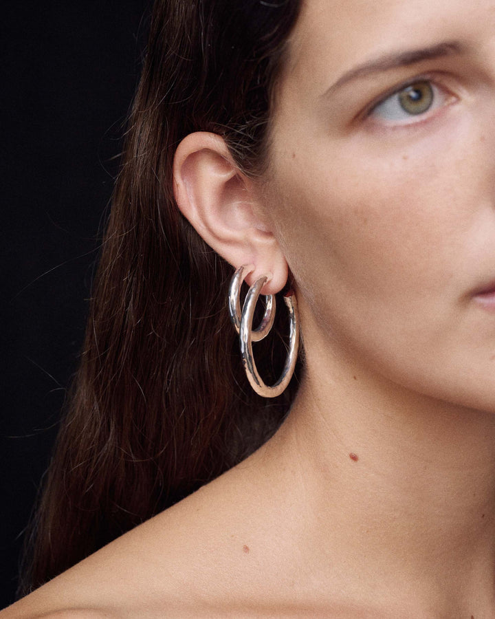 Medium Hammered Hoop Earrings