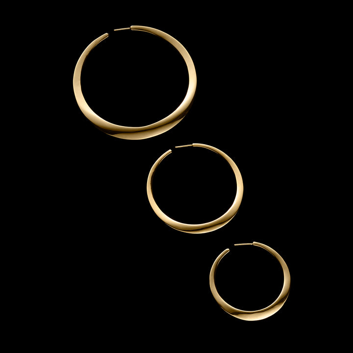 18K Gold Twisted Hoop Earrings - Three Sizes Vertical Layout | IPPOLITA