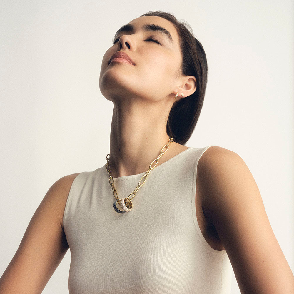 Short Linea Chain Necklace in 18K Yellow Gold 18