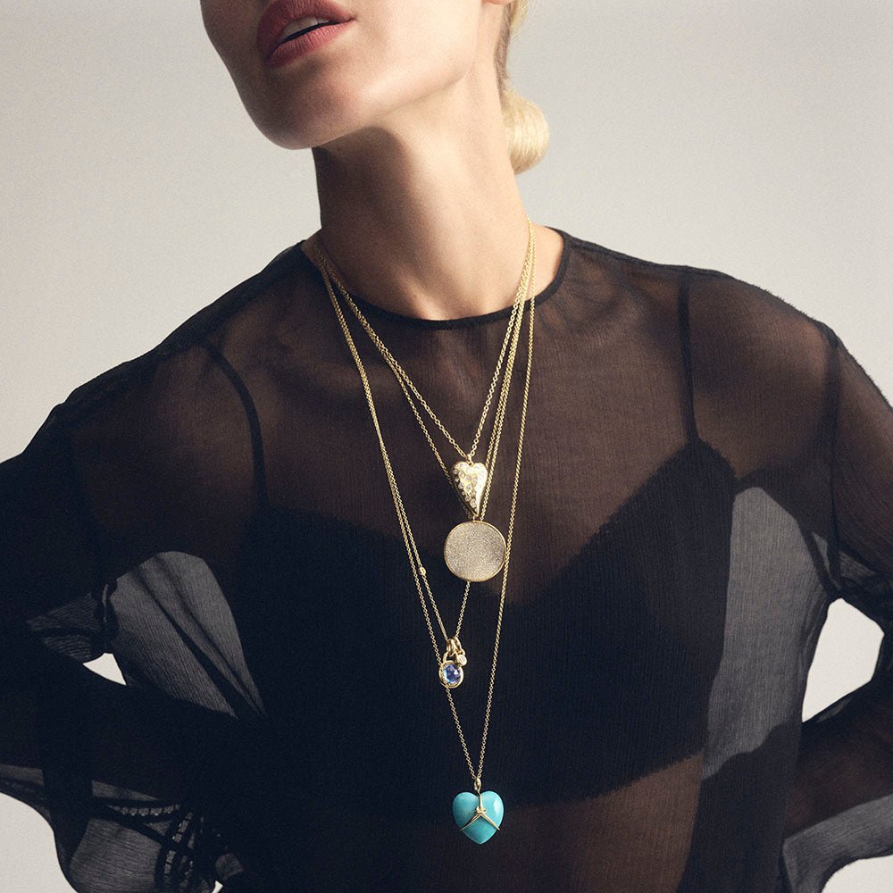 18K Lollipop® Round Pendant in London Blue Topaz with Diamonds