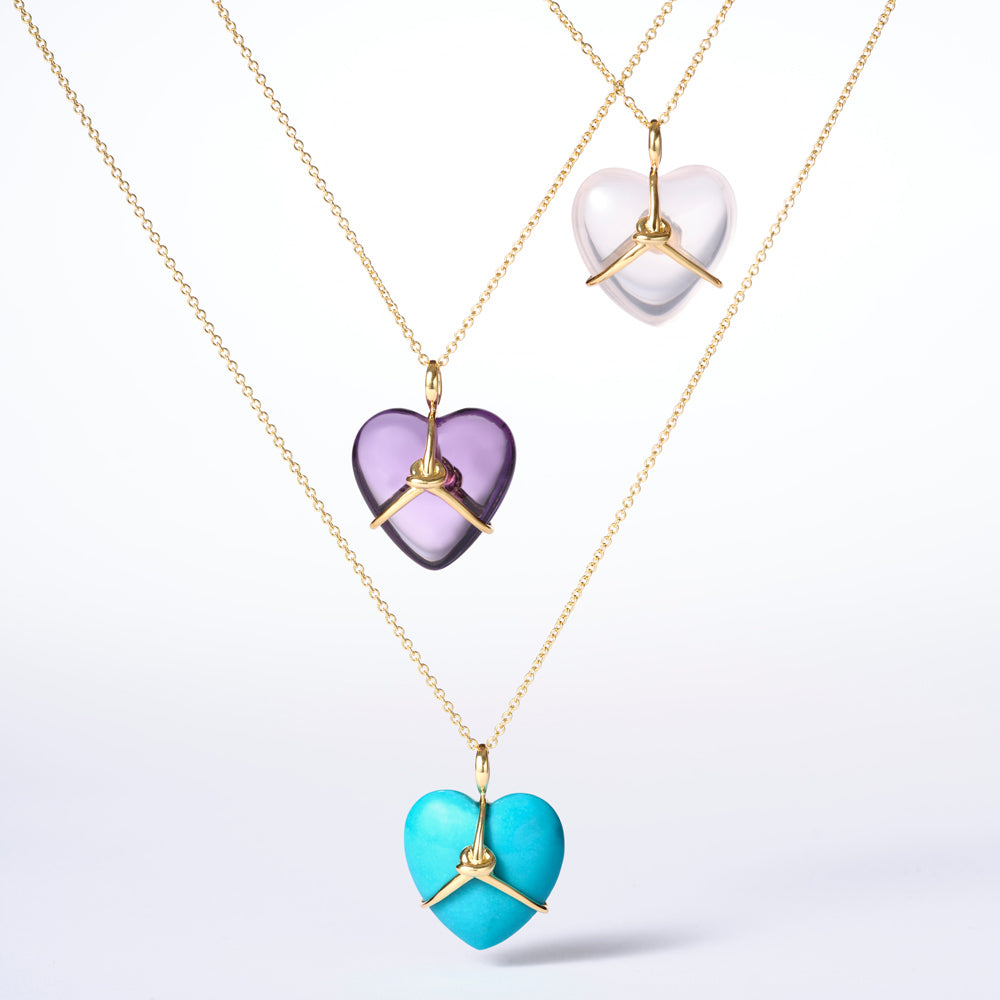 Wrapped Heart Pendant Necklace 30"