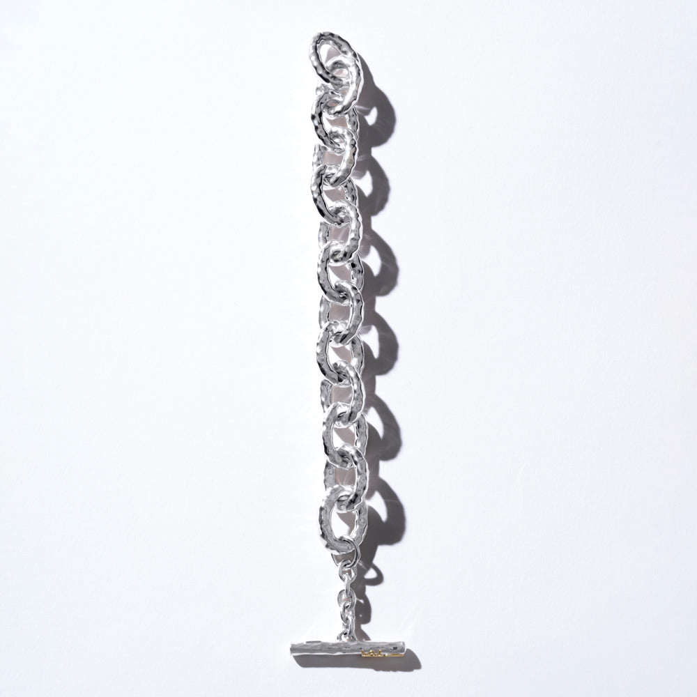 Large Hammered Bastille Link Bracelet