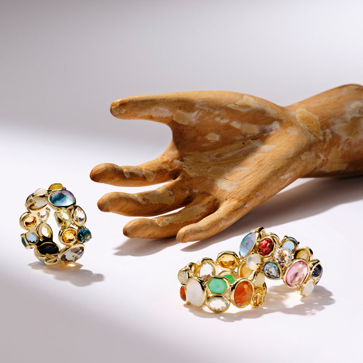 18K Gold Cluster Band Rings - Styled Collection Display | IPPOLITA