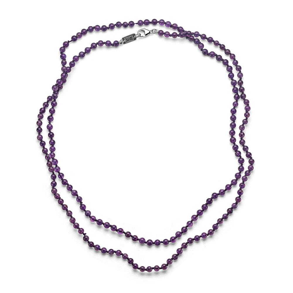 Long Beaded Necklace in Amethyst
